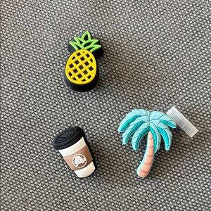 3 Pack Crocs Jibbitz Coffee, Pineapple, Palm Tree